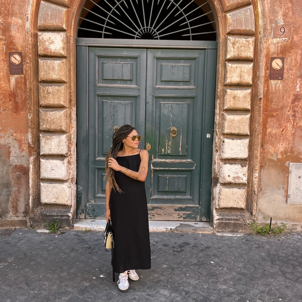 Zara black linen dress